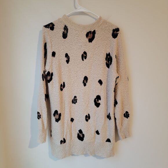 Foxcroft Womens Cardigan Sweater Size Medium M Cheetah Knit Mock Neck - Picture 2 of 6